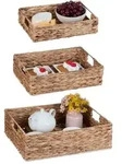 Relaxdays 3er Set Tablett Wasserhyazinthe Hellbraun