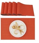 Relaxdays Tischset 6er Set Bambus Rot