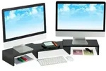 Relaxdays Schwarzer Monitorst&auml;nder f&uuml;r 2 Monitore Schwarz