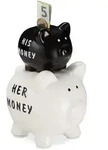 Relaxdays Sparschwein His Money & Her Money Wei&szlig;,Schwarz