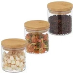 Relaxdays 3er Set Vorratsgl&auml;ser mit Deckel 500 ml Hellbraun,Transparent