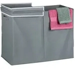Relaxdays W&auml;schekorb mit Deckel 100 Liter Wei&szlig;,Grau