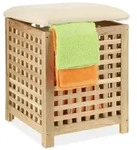 Relaxdays W&auml;schekorb mit Sitz Walnuss Creme,Hellbraun