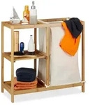 Relaxdays Badregal mit W&auml;schekorb Bambus Beige,Hellbraun