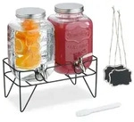 Relaxdays 2er Set Getr&auml;nkespender 4L mit St&auml;nder Schwarz,Silber,Transparent