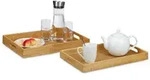 Relaxdays Serviertablett 2er-Set Bambus Hellbraun