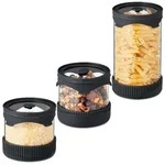 Relaxdays Vorratsgl&auml;ser mit Deckel 3er Set Schwarz,Transparent