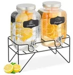 Relaxdays 2er Set Getr&auml;nkespender 4L mit St&auml;nder Schwarz,Silber,Transparent
