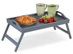 Relaxdays Bambus Betttablett grau Grau