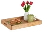 Relaxdays Serviertablett aus Walnussholz & MDF Hellbraun