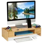 Relaxdays Bambus Monitorst&auml;nder mit F&auml;chern Hellbraun