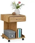 Relaxdays Beistelltisch mit Rollen ROLLI Bambus Hellbraun,Schwarz