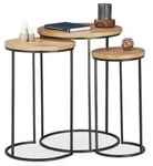 Relaxdays Beistelltisch 3er Set Mangoholz Hellbraun,Schwarz