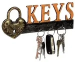 Relaxdays Schl&uuml;sselbrett Keys Gold,Orange,Schwarz