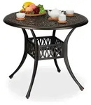 Relaxdays Antiker Gartentisch mit Schirmloch Gold,Schwarz