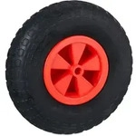 Relaxdays Schubkarrenrad 3.50-6 mit Profil Rot,Schwarz