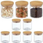 Relaxdays 9er Set Vorratsgl&auml;ser mit Deckel 500 ml Hellbraun,Transparent