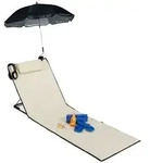 Relaxdays Strandmatte mit Sonnenschirm Beige,Schwarz