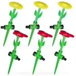 Relaxdays Sprinkler Blume 6er Set Gelb,Gr&uuml;n,Rot