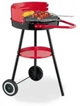 Relaxdays Holzkohlegrill 42 cm mit Rollen Rot,Schwarz