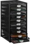 Relaxdays Schubladenbox A4 mit 10 F&auml;chern Schwarz,Silber