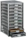 Relaxdays Schubladenbox A4 mit 10 F&auml;chern Silber