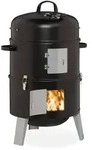 Relaxdays Smoker R&auml;uchertonne Schwarz,Silber