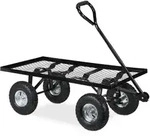 Relaxdays Flacher Handwagen Schwarz,Silber