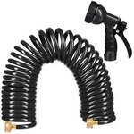 Relaxdays Wasser Spiralschlauch mit Brause 10 m Schwarz