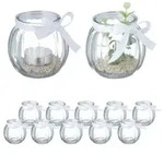 Relaxdays Transparentes Windlicht im 12er Set Wei&szlig;,Transparent
