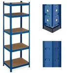 Relaxdays Blaues Schwerlastregal mit 5 Ebenen Blau,Hellbraun