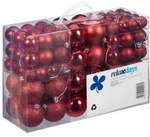Relaxdays Weihnachtskugeln 100er Set Rot,Silber