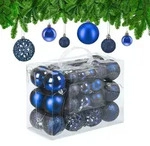 Relaxdays Weihnachtskugeln im 50er Set Dunkelblau,Silber