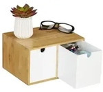 Relaxdays Schreibtisch Organizer 2 Schubladen Wei&szlig;,Hellbraun