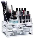 Relaxdays Make-Up Organizer mit 2 Schubladen Transparent