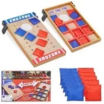 Relaxdays 2 in 1 Wurfspiel Cornhole & Tic Tac Toe Blau,Hellbraun,Rot