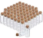 Relaxdays Mini Glasfl&auml;schchen mit Korken 60er Set Braun,Transparent