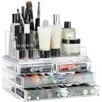 Relaxdays Make Up Organizer mit 4 Schubladen Transparent