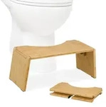 Relaxdays Klappbarer Toilettenhocker aus Bambus Hellbraun