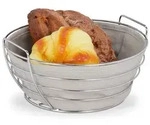 Relaxdays Runder Brotkorb Metall mit Stoffeinsatz Silber,Grau