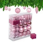 Relaxdays Weihnachtskugeln im 110er Set Rosa,Silber