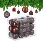 Relaxdays Weihnachtskugeln im 50er Set Braun,Silber