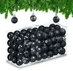 Relaxdays Weihnachtskugeln im 96er Set Schwarz,Silber