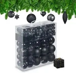 Relaxdays Weihnachtskugeln im 110er Set Gold,Schwarz,Silber