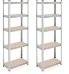 Relaxdays Schwerlastregal mit 5 Ebenen 2er Set Hellbraun,Silber