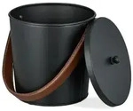 Relaxdays Ascheeimer mit Deckel 4,5 Liter Braun,Schwarz