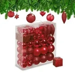 Relaxdays Weihnachtskugeln im 110er Set Rot,Silber
