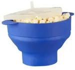 Relaxdays Popcorn Maker Silikon f&uuml;r die Mikrowelle Blau,Transparent