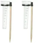 Relaxdays Regenmesser 2er Set mit Stab Hellbraun,Schwarz,Transparent