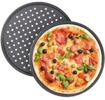 Relaxdays 4 x Pizzablech rund Anthrazit